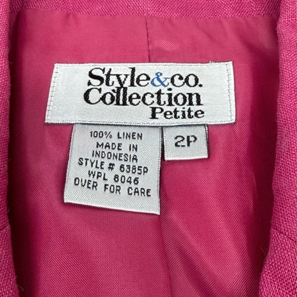 Style & Co Collection Petite Women's Pink Linen Blazer Size 2P - Picture 4 of 6